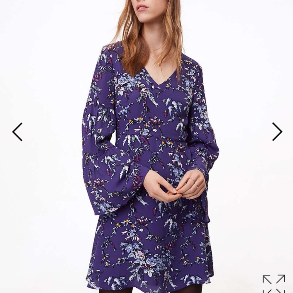 Loft frosted branch bell sleeve dress